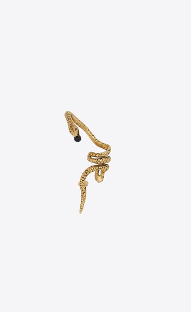 Bijou d'oreille SERPENT en métal doré et perle de verre noire
